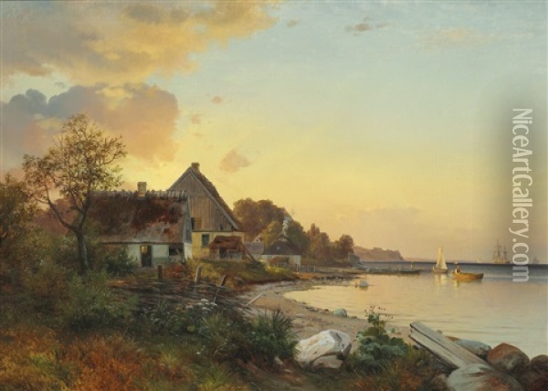 View Of Sletten Towards Helsingor Oil Painting - Vilhelm Peter Carl Petersen