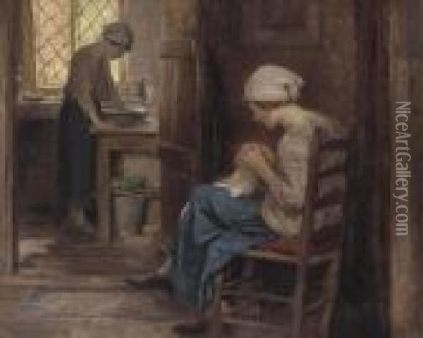 Domestic Chores Oil Painting - Arthur Winter Shaw