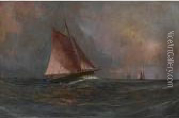 Seascape With Sailboats Oil Painting - William Merritt Post
