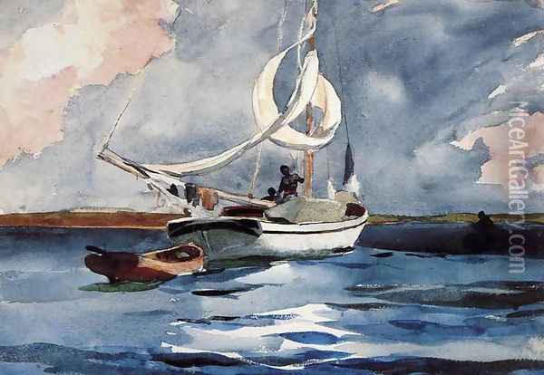 Sloop, Nassau Oil Painting - Winslow Homer