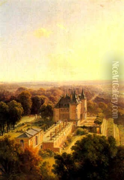 Vue Du Chateau De Randan, Puy De Dome Oil Painting - Jean-Antoine-Simeon Fort