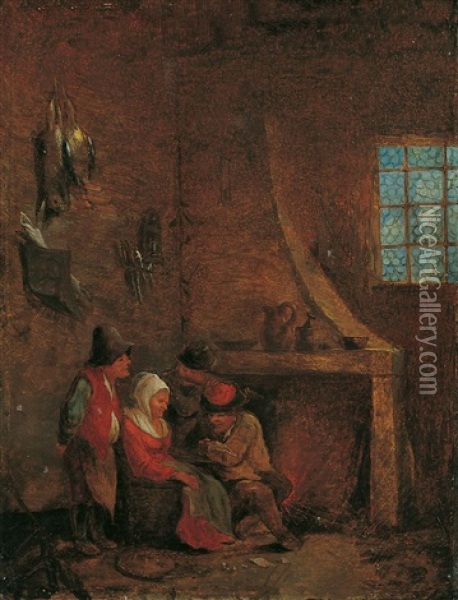 Bauernfamilie Am Kamin Ihrer Stube Oil Painting - Pieter Cornelisz van Egmont