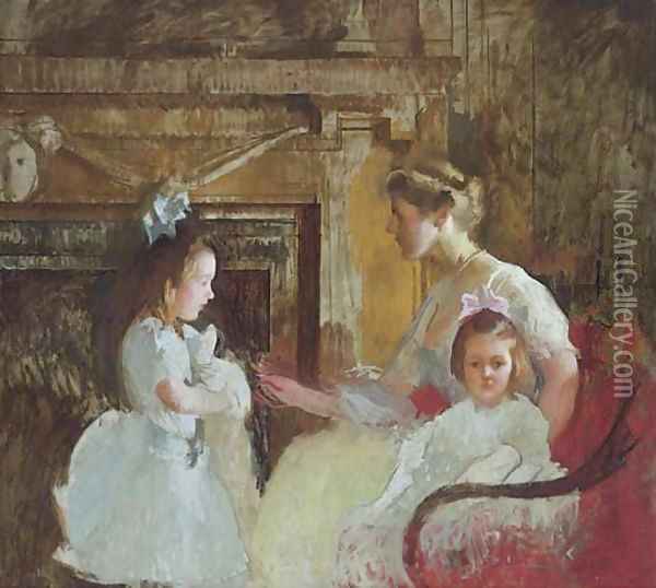 Mrs. George Putnam and Her Daughters Oil Painting - Edmund Charles Tarbell
