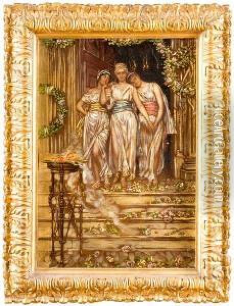 Tre Vestali Presso Il Fuoco Sacro Oil Painting - Angelo Graf von Courten