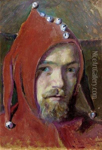 Autoportret W Stroju Stanczyka Oil Painting - Franciszek Zmurko