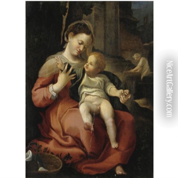 Madonna Della Cesta Oil Painting -  Correggio