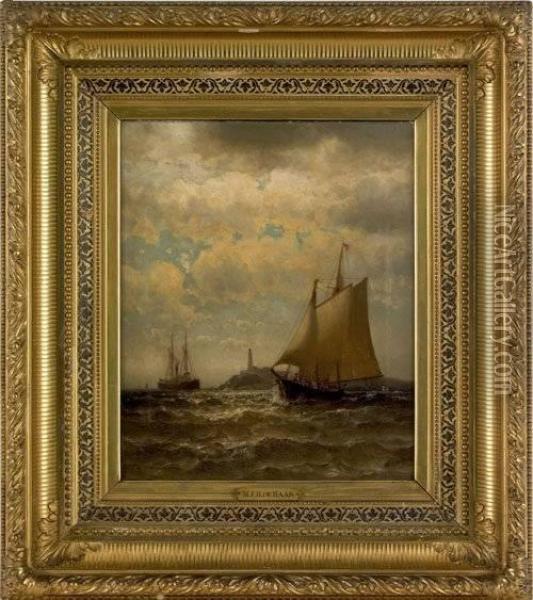 Seascape With Lighthouse Oil Painting - Mauritz F. H. de Haas