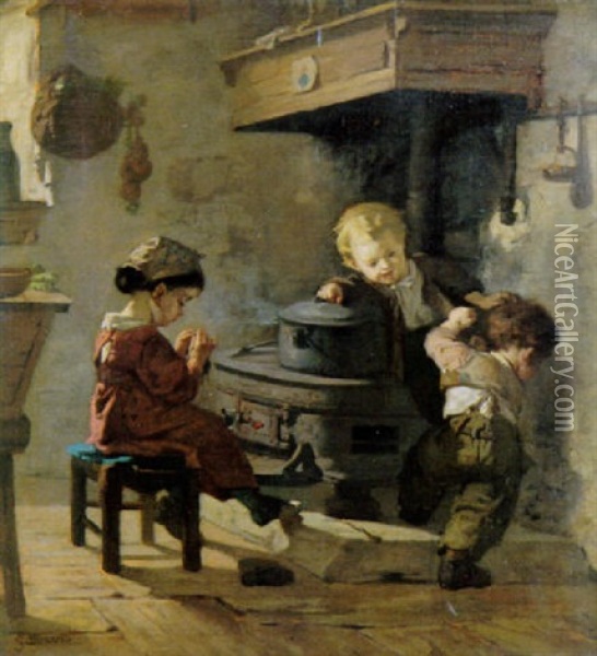 Les Petits Cuisiniers Oil Painting - Simon Durand