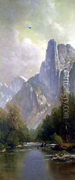 Yosemite Valley with Half Dome Oil Painting - Thomas Hill
