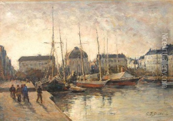 Port Normand Oil Painting - Pierre Georges Dieterle