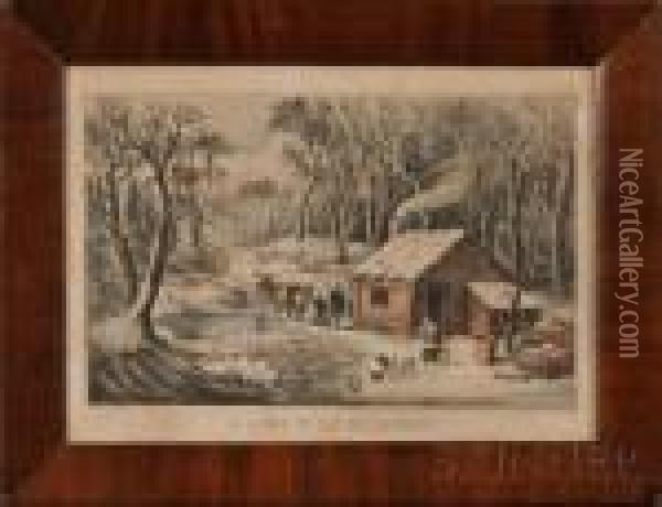 A Home In The Wilderness Oil Painting - Currier & Ives Publishers