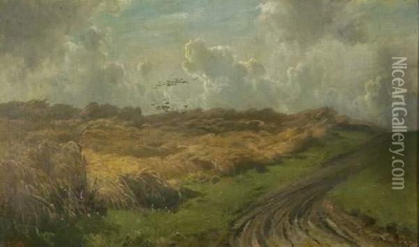 Landschaft Mit Aufziehendem Gewitter. Oil Painting - Friedrich Johann Voltz