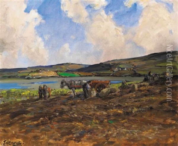 The Potato Harvest, Gweebarra, County Donegal Oil Painting - James Humbert Craig
