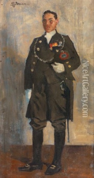Portrait En Pied D'un Militaire Oil Painting - Lucien Simon