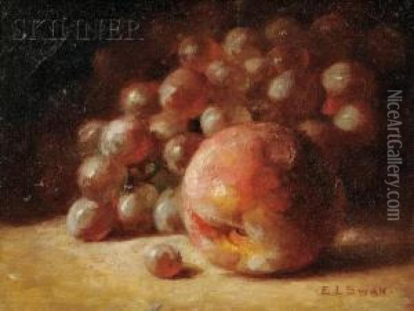 Still Life With Peach And Grapes Oil Painting - Emma Levina Swan