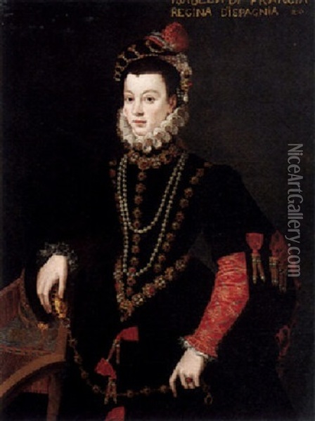 Portrait Of Isabella De Valois Queen Of Spain Oil Painting - Alonso Sanchez Coello
