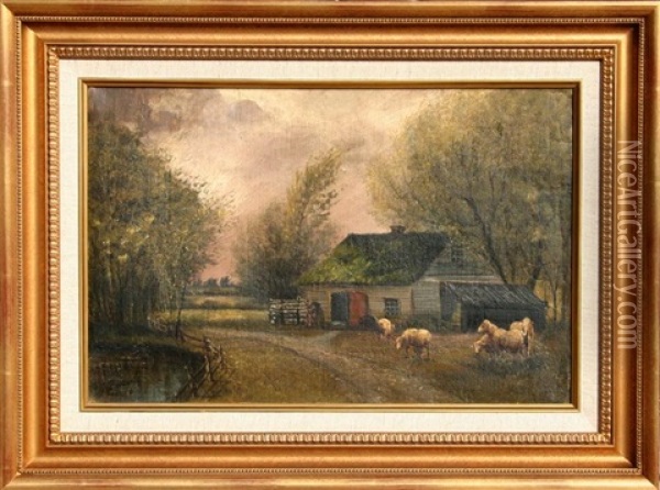Pastoral Landscape With Sheep Oil Painting - John Parker Davis