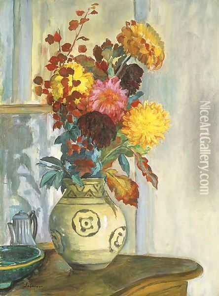 Bouquet de fleurs dans un vase Oil Painting - Henri Lebasque