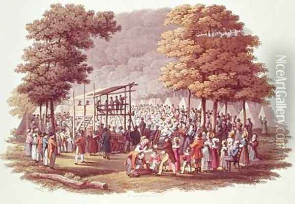 Camp Meeting of the Methodists in North America Oil Painting - Milbert, Jacques