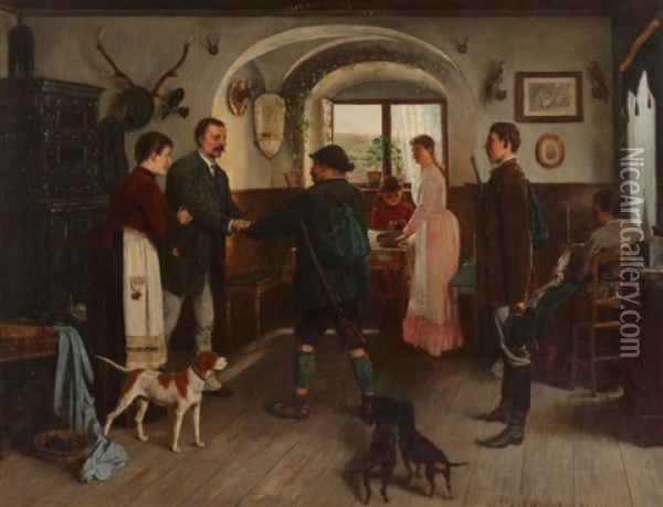 The Hunter's Return Oil Painting - Franz Haeussler