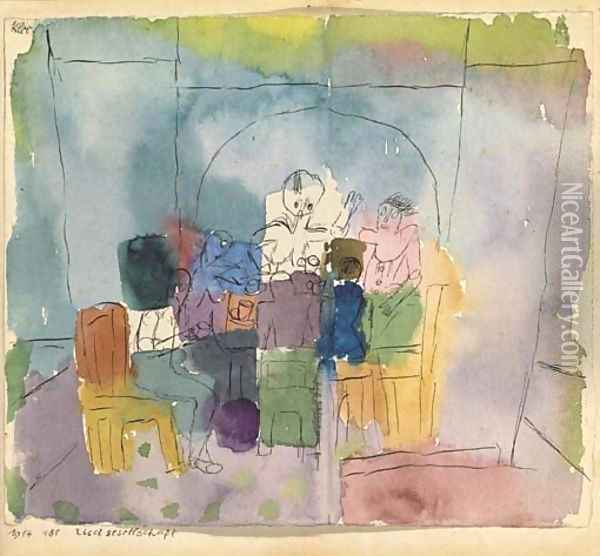 Tischgesellschaft Oil Painting - Paul Klee