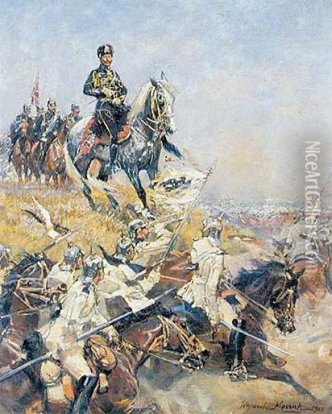 Rewia Konnicy Przed Cesarzem Wilhelmem Oil Painting - Wojciech Von Kossak