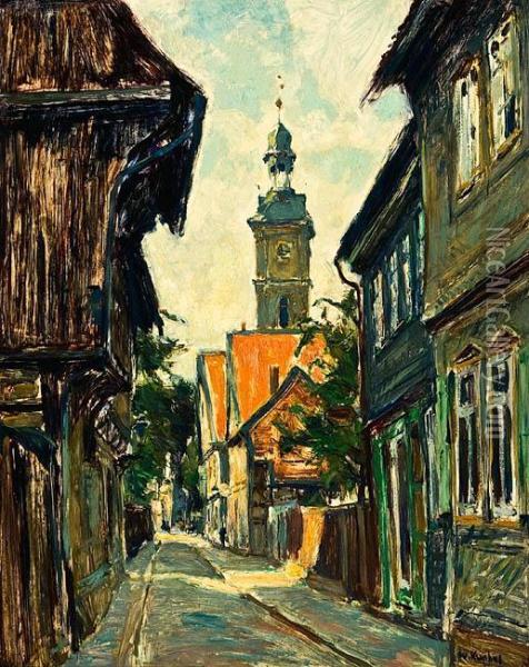 Blick Auf Die Stephanikirche In Goslar. Oil Painting - Walter Kuphal