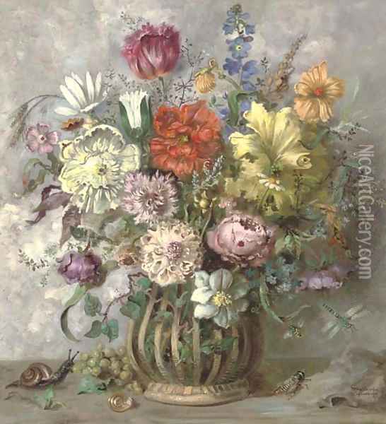 Summer flowers in a vase Oil Painting - Henri Lehmann