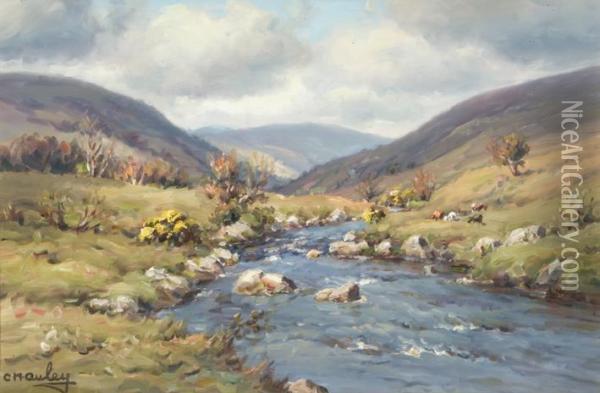 The Dun River Glendun, Glens Of Antrim Oil Painting - Charles C. Binning Munro