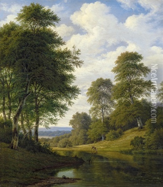 Landschaft Bei Eriksholm Auf Fyn Oil Painting - Frederik Christian Jacobsen Kiaerskou