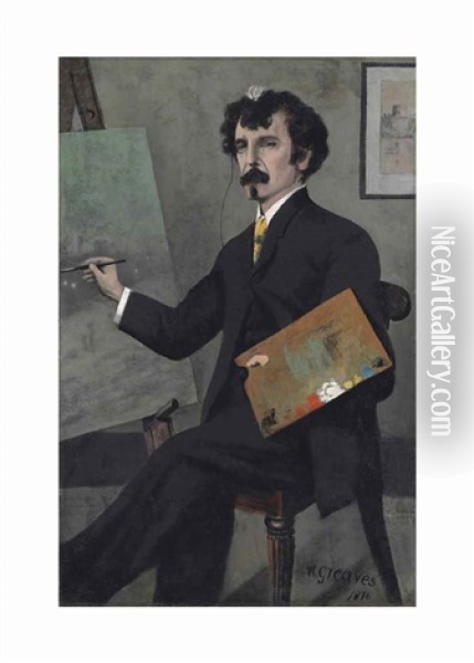 Portrait Of James Mcneill Whistler (1834-1903), Seated At An Easel Oil Painting - Walter Greaves