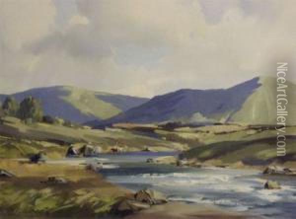 Trout Stream, Mourn Oil Painting - Arthur Henry Howard Heming