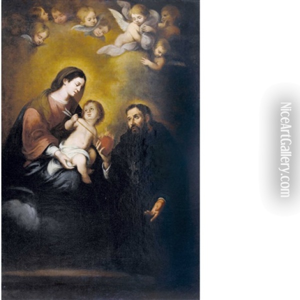 Der Heilige Augustinus Mit Maria Und Kind Oil Painting - Bartolome Esteban Murillo