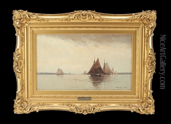 Seascape With Sailboats Oil Painting - William Wilson Cowell
