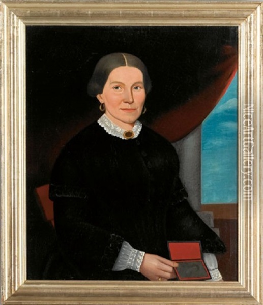 Portrait Of A Woman Holding A Daguerreotype Oil Painting - William W. Kennedy