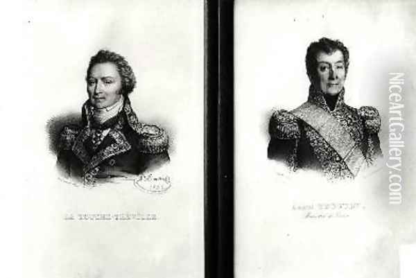 Portraits of Louis Rene Madeleine Le Vassor 1745-1804 Count of La Touche Treville and Admiral Laurent Truguet 1752-1839 1836 Oil Painting - Antoine Maurin