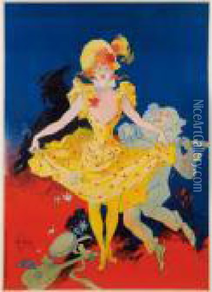 Danseuse A La Mandoline Oil Painting - Jules Cheret