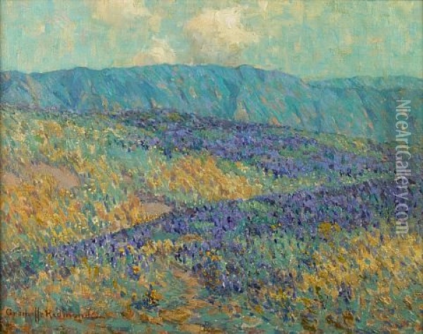 Blue Flowers Oil Painting - Granville S. Redmond