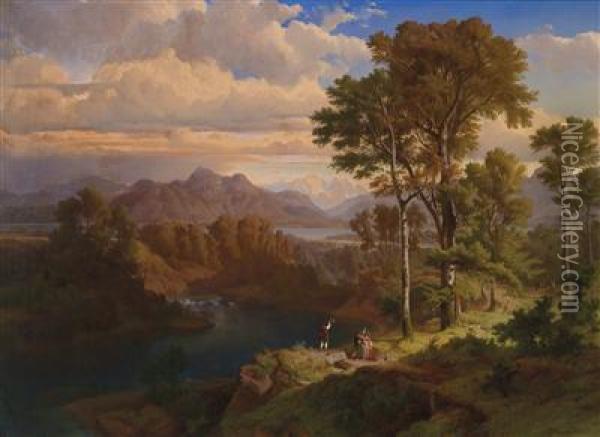 Mountain Landscape In Upper Bavaria Oil Painting - Maximilian Haushofer