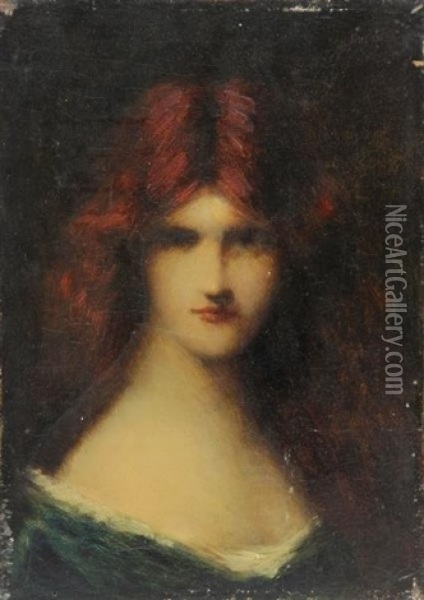 Portrait Of A Young Beauty Oil Painting - Jean Jacques Henner