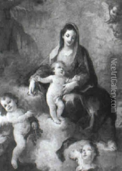 The Madonna And Child With Putti Oil Painting - Franz Xaver Karl Palko