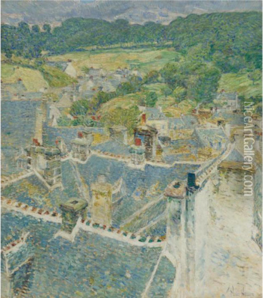 Rooftops, Pont-aven, Brittany Oil Painting - Frederick Childe Hassam