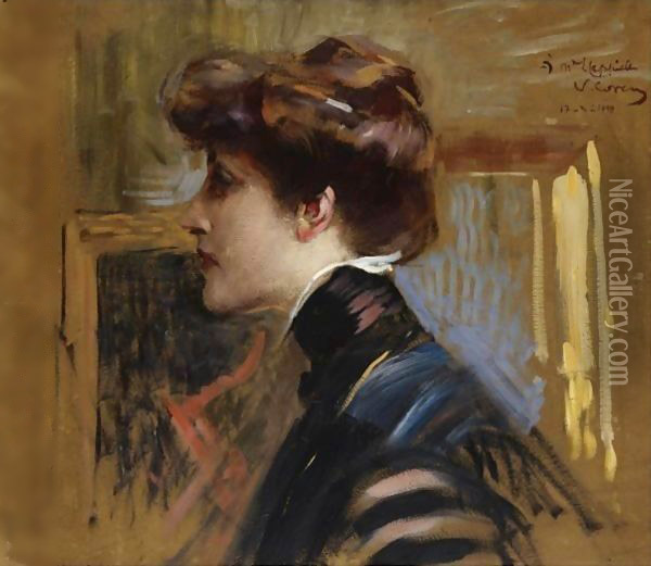 Portrait Of Madame Capiello Oil Painting - Vittorio Matteo Corcos