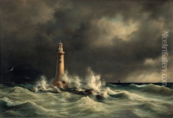 Lighthouse At Stora Balt Oil Painting - Daniel Hermann Anton Melbye