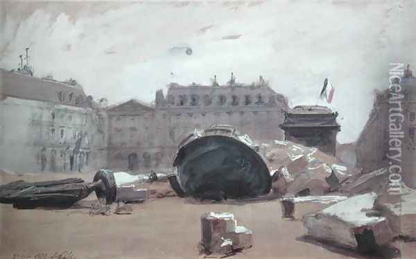 The Fall of the Vendome Column, 29th May 1871 Oil Painting - Isidore Alexandre Augustin Pils