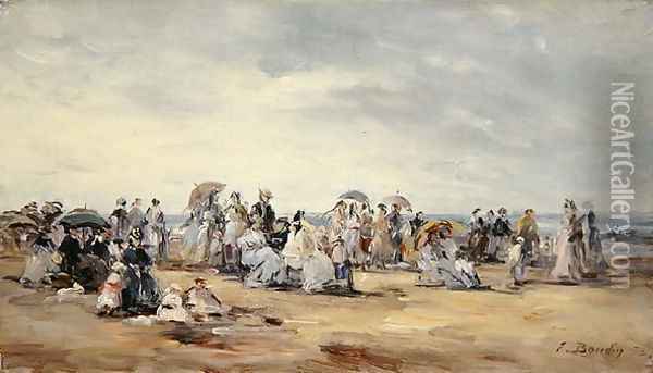 The Beach at Trouville 1873 Oil Painting - Eugene Boudin