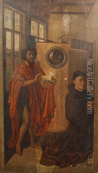 Heinrich Von Werl And St. John Thebaptist Oil Painting - Maitre De Flemalle