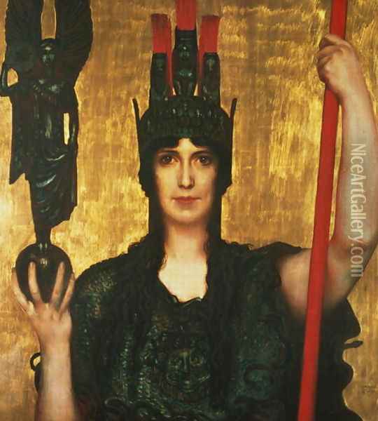 Pallas Athena, 1898 Oil Painting - Franz von Stuck