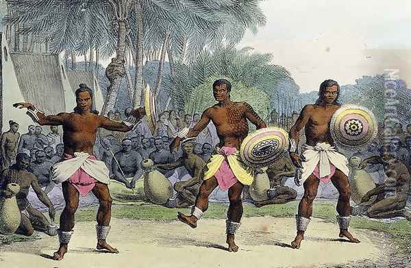 Natives of the Sandwich Islands Dancing, from 'Voyage Pittoresque Autour du Monde', 1822 Oil Painting - Ludwig (Louis) Choris