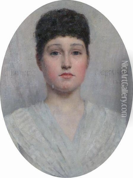 Portrait Of Emily, Daughter Of Joseph Buckingham Esq., Bust-length Oil Painting - Maurice William Greiffenhagen